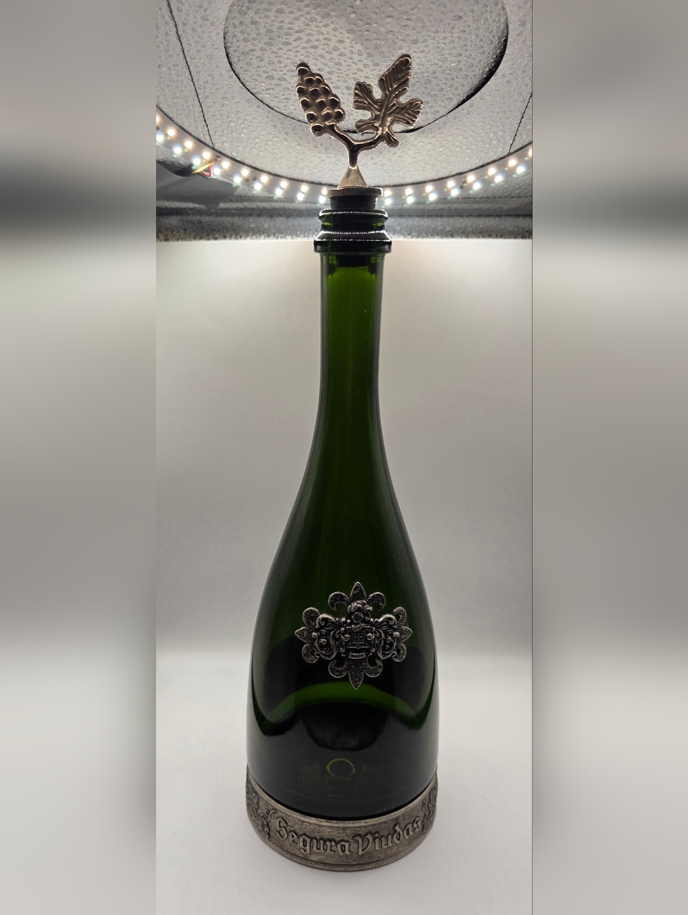 Spanish Segura Viudas Cava Brut Reserva Heredad Bottle Encased in Pewter